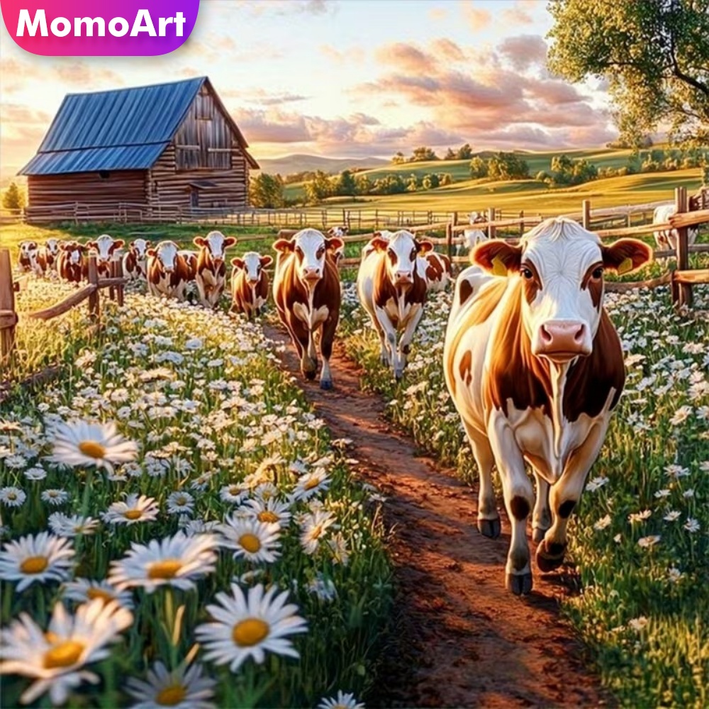 Embroidery Daisy Flower - Momoart Diamond Embroidery Cattle Animal DIY