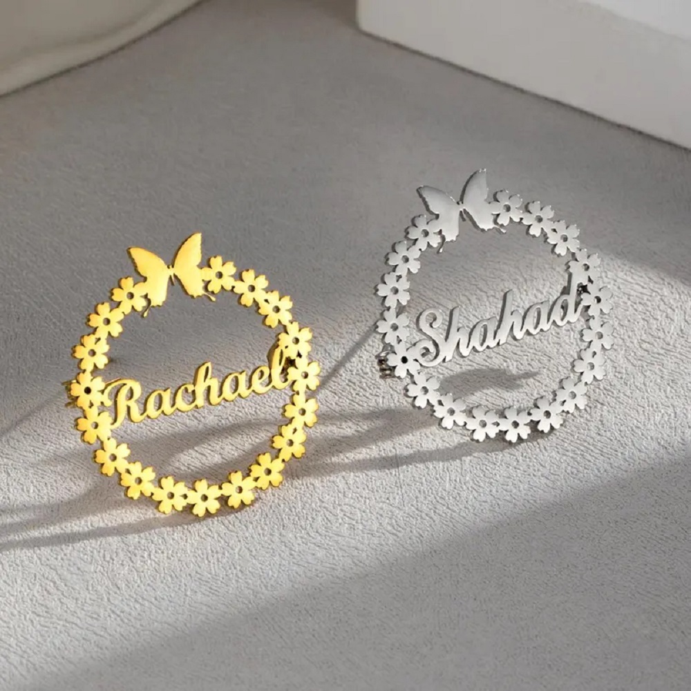 Embroidery Names - Sipuris Garland Butterfly Custom Name Brooch