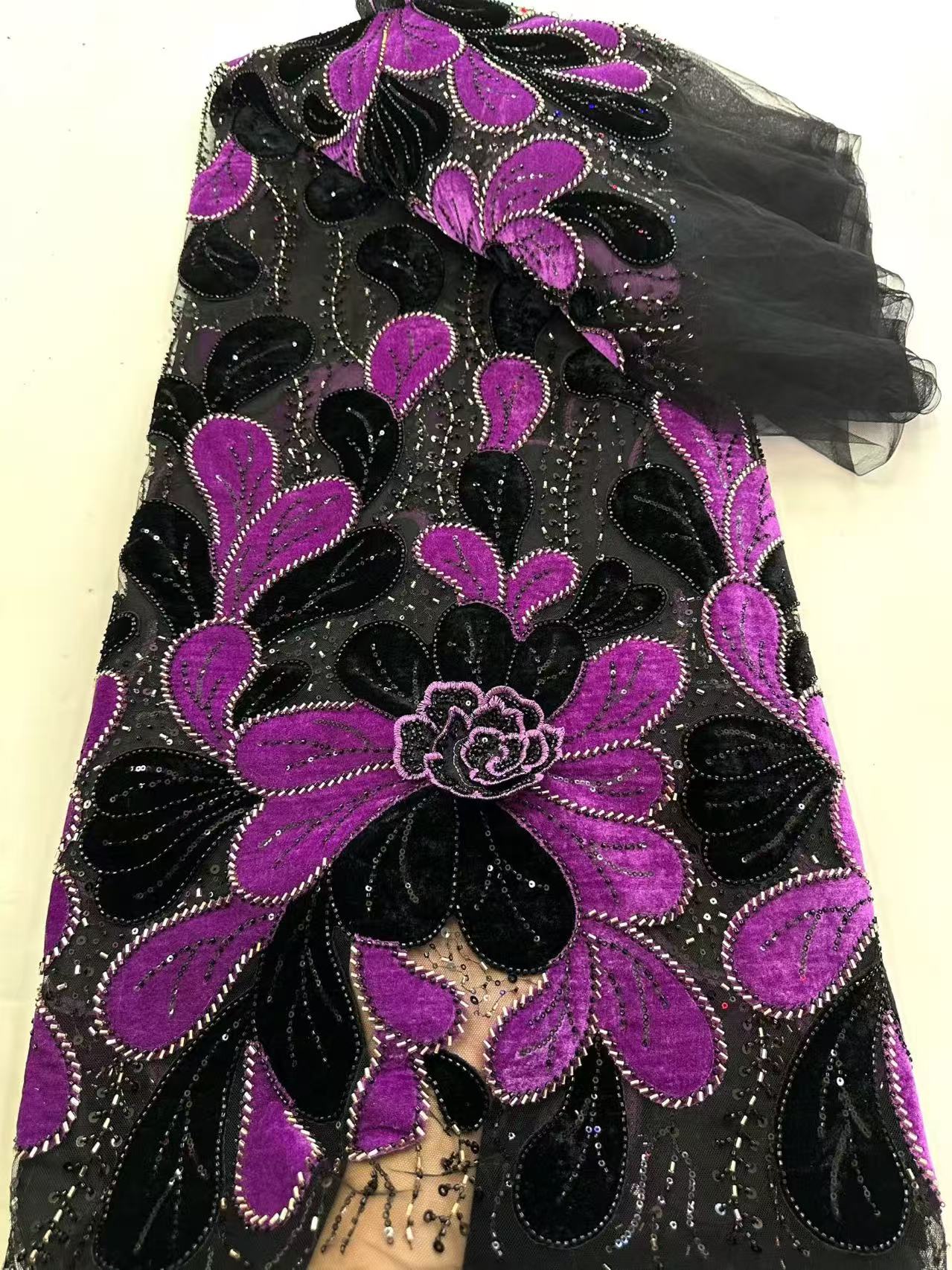 Velvet Fabric Embroidery - Latest African Velvet Lace Fabric Nigerian