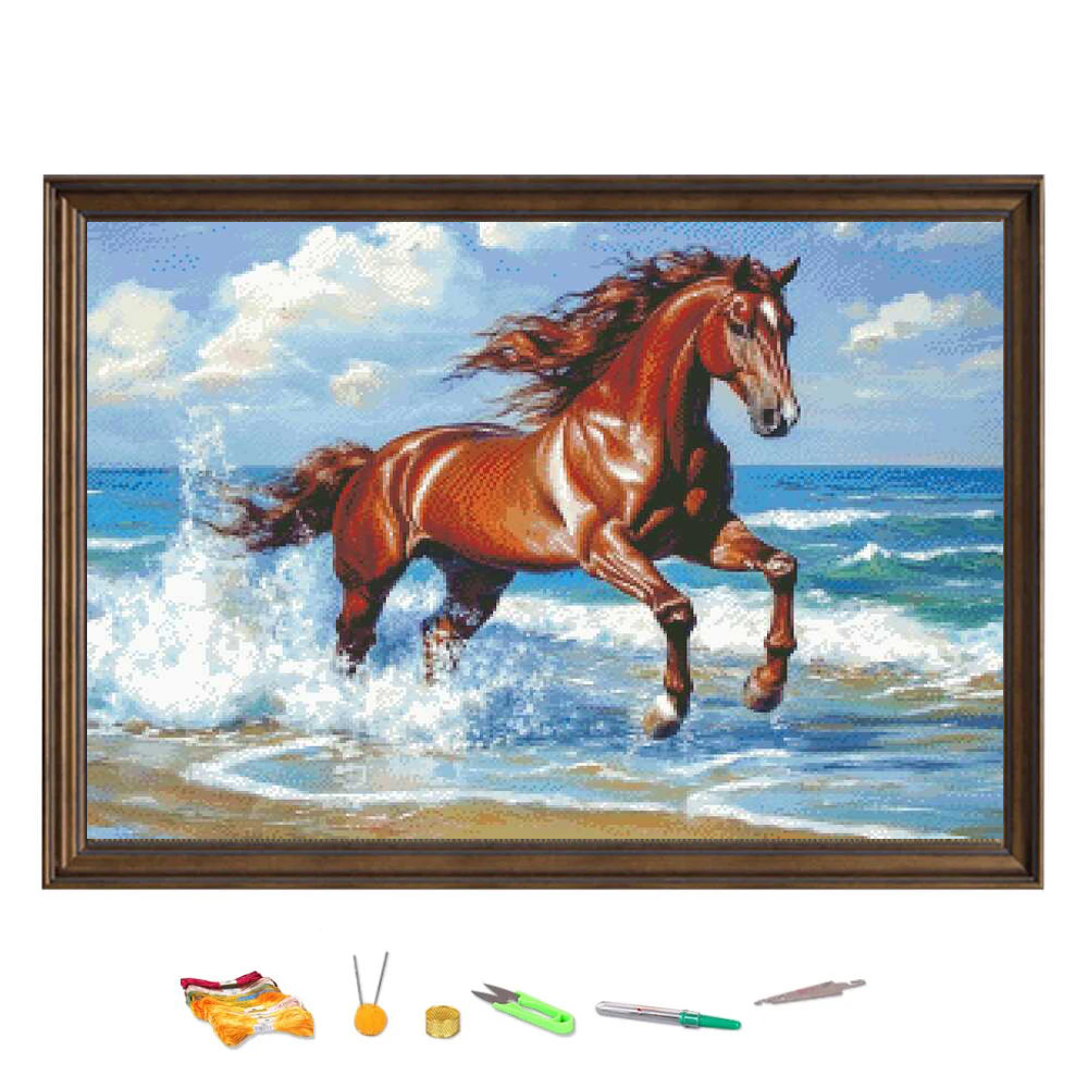 Embroidery Running Stitch - Cross Stitch Embroidery Kit Horse running