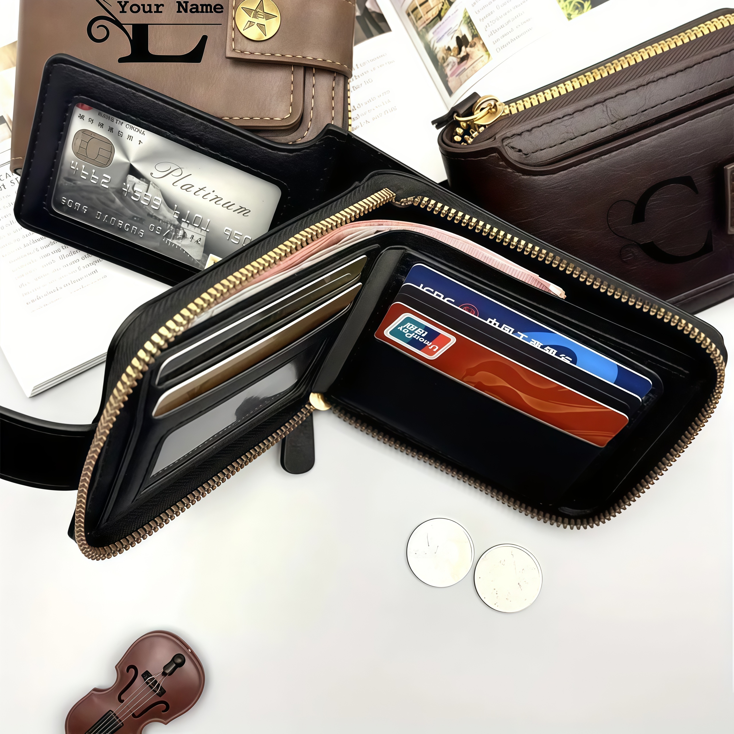 Customized Men's Name Wallet G - Embroidery Alphabet avaliação e preço