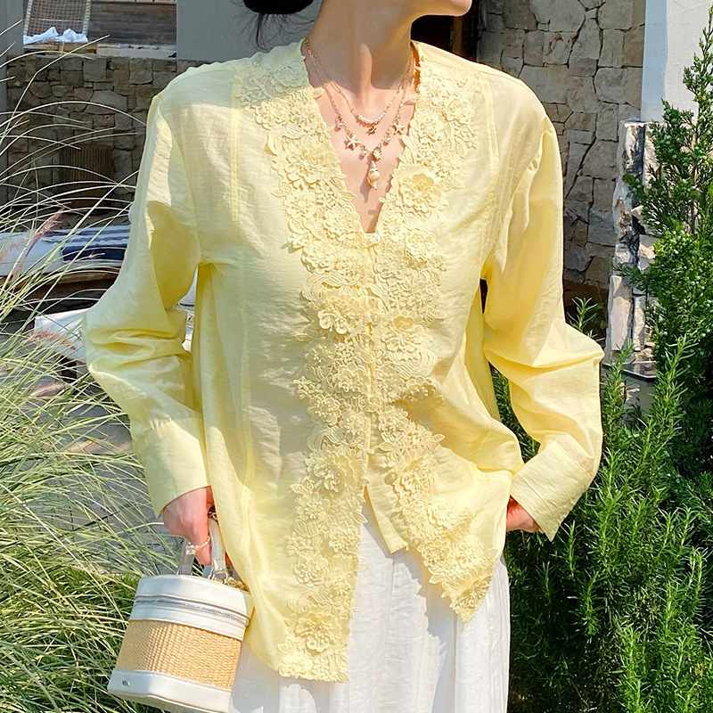 French Style Lace Embroidery S - Embroidery Yellow avaliação e preço
