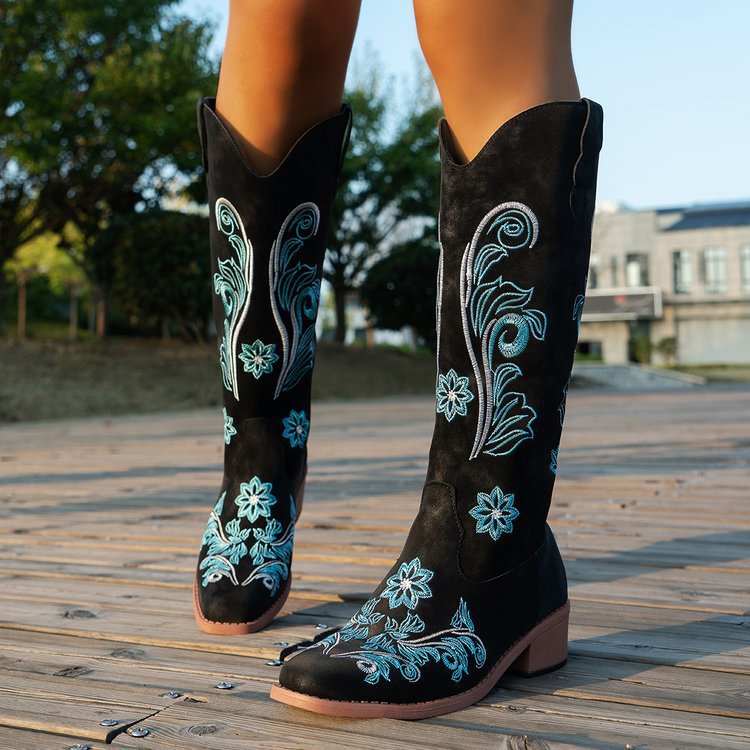 Retro Women Boot Fashion Women - Embroidery Youtube avaliação e preço