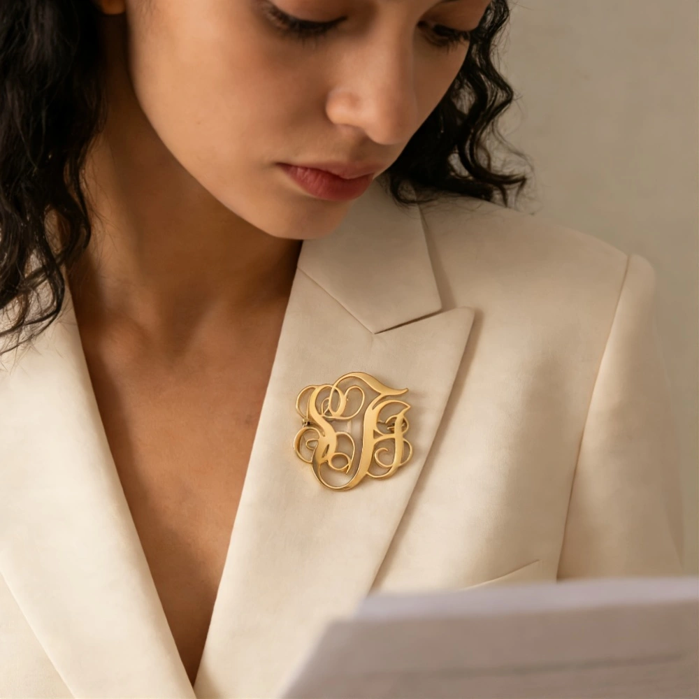 Custom Cursive Monogram Brooch - Embroidery Names avaliação e preço