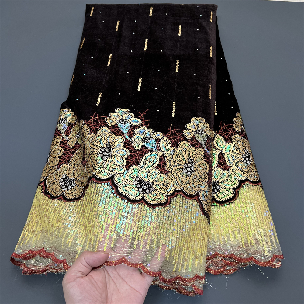 African Nigerian Tulle Lace Fa - Velvet Fabric Embroidery avaliação e preço
