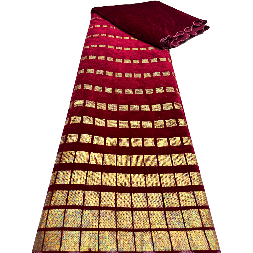 5 Yards African Velvet Sequins - Velvet Fabric Embroidery avaliação e preço