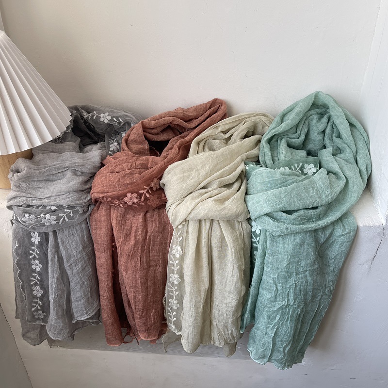 Cotton Linen Lace Splicing Sca - Embroidery Towel avaliação e preço