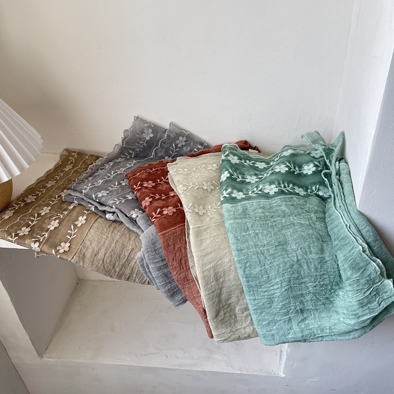 Cotton Linen Lace Splicing Sca - Embroidery Towel avaliação e preço