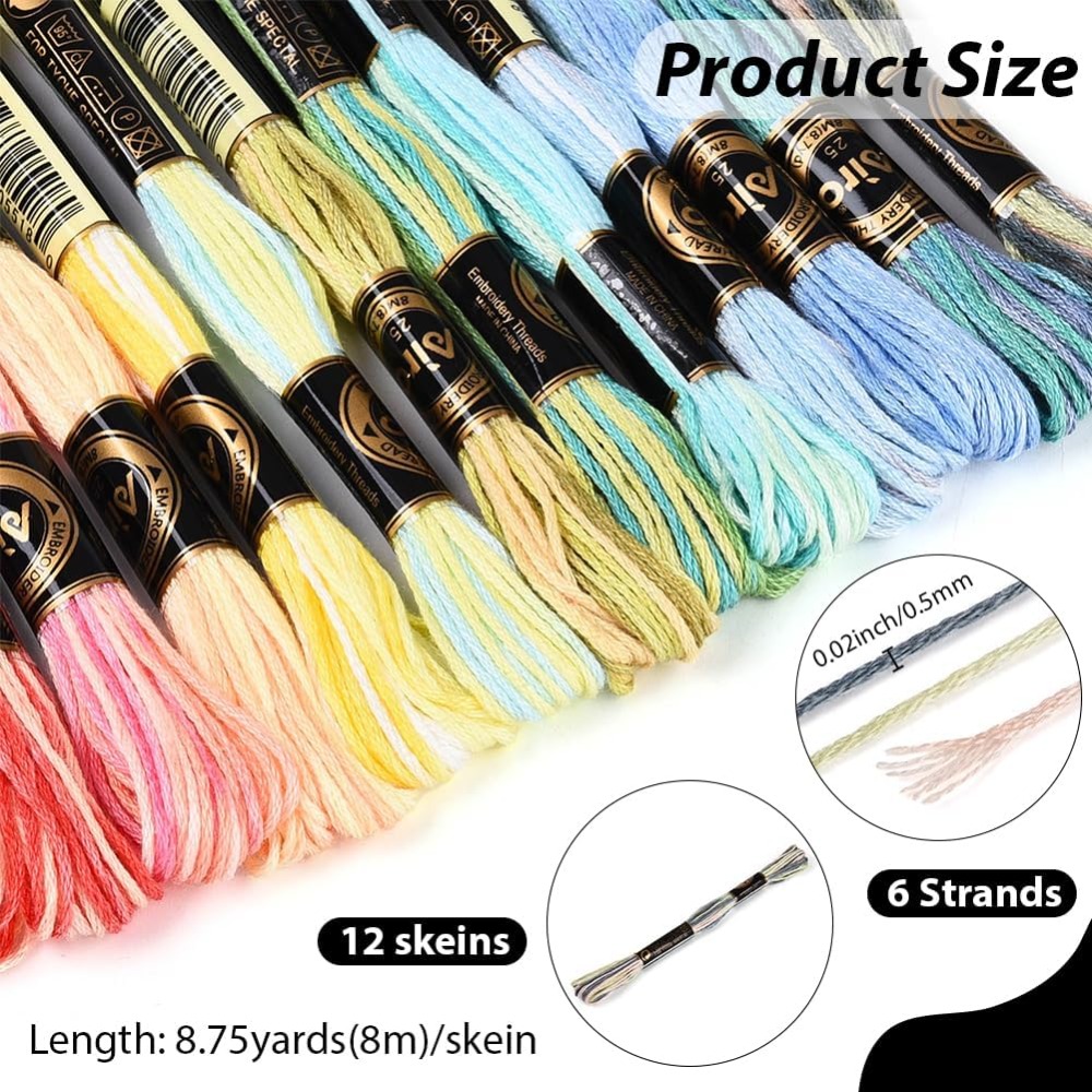 12 Skeins 105 Yards 6 Ply Vari - Embroidery Floss avaliação e preço