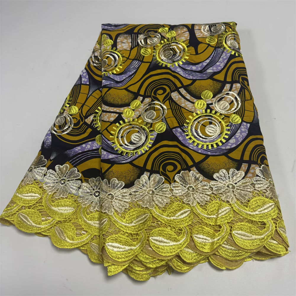 Wax Lace African Fabric French - Embroidery Yellow avaliação e preço