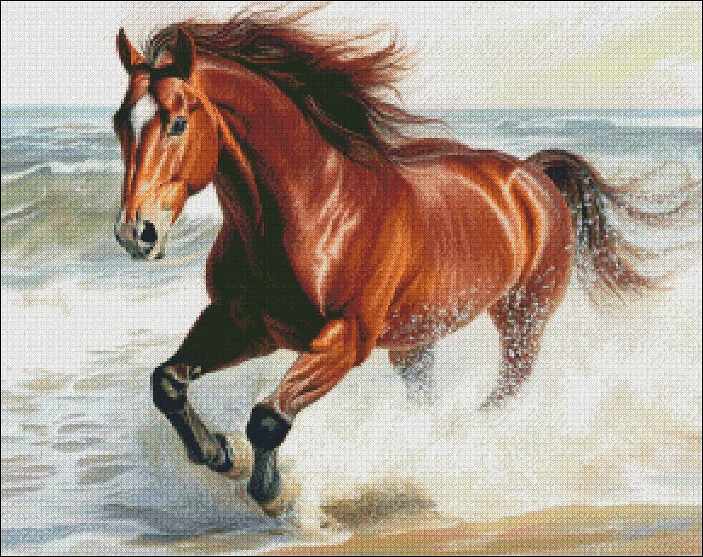 Horse running at Beach 1- Need - Embroidery Running Stitch avaliação e preço