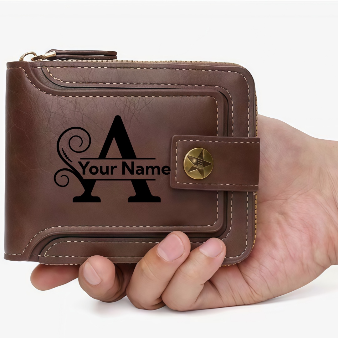 Men's Custom Wallet - Personal - Embroidery Alphabet avaliação e preço