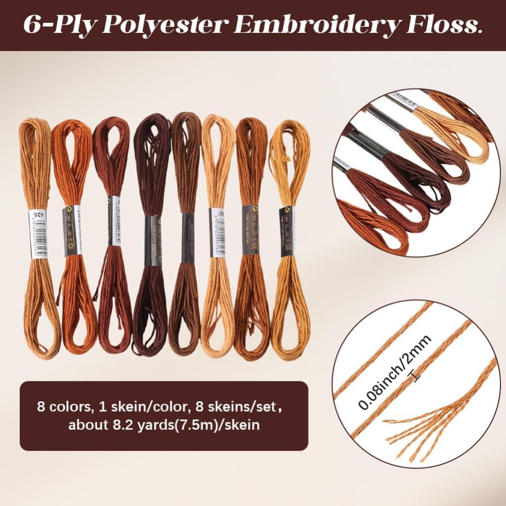 8 Skeins 6 Strands Brown Embro - Embroidery Floss avaliação e preço