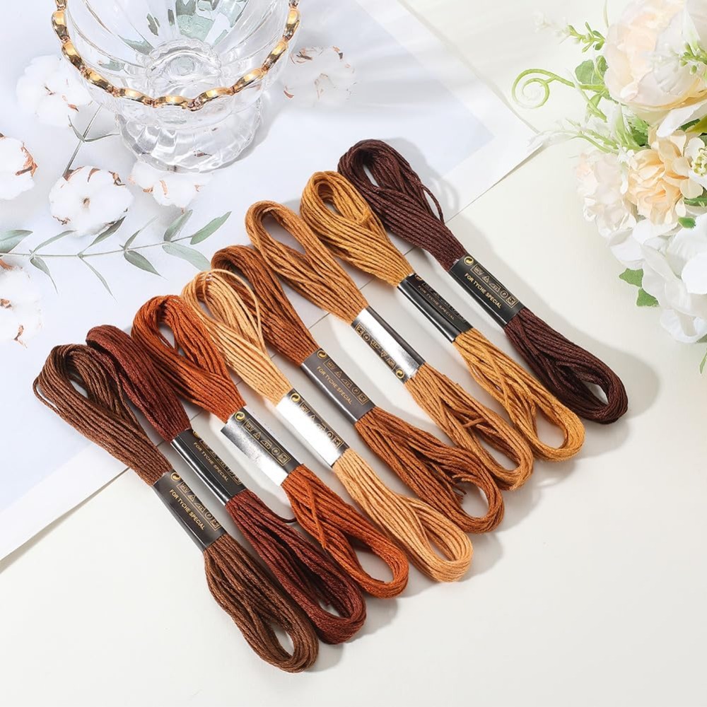 8 Skeins 6 Strands Brown Embro - Embroidery Floss avaliação e preço