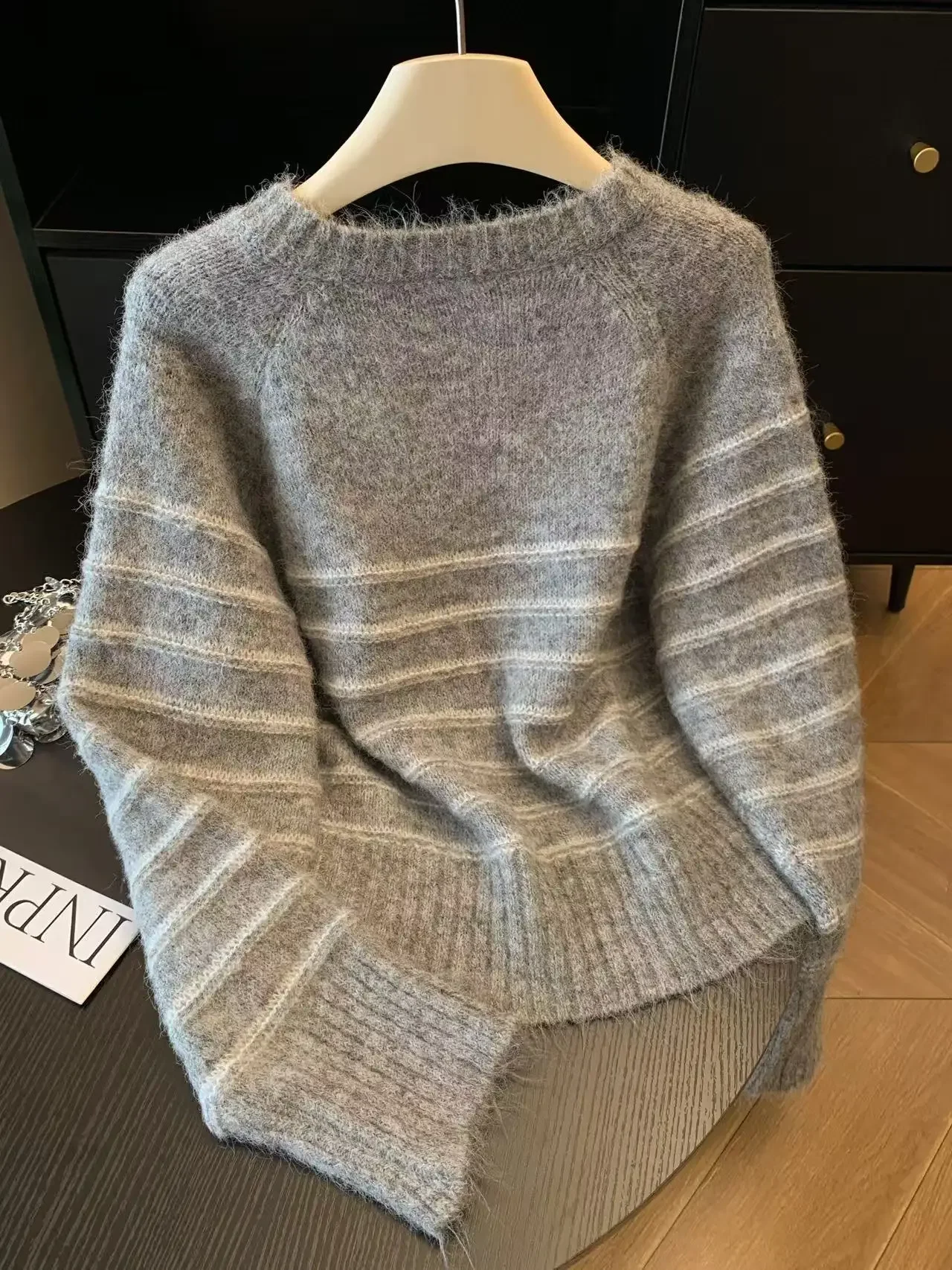 Autumn Winter Women's Striped  - Embroidery Shirt avaliação e preço