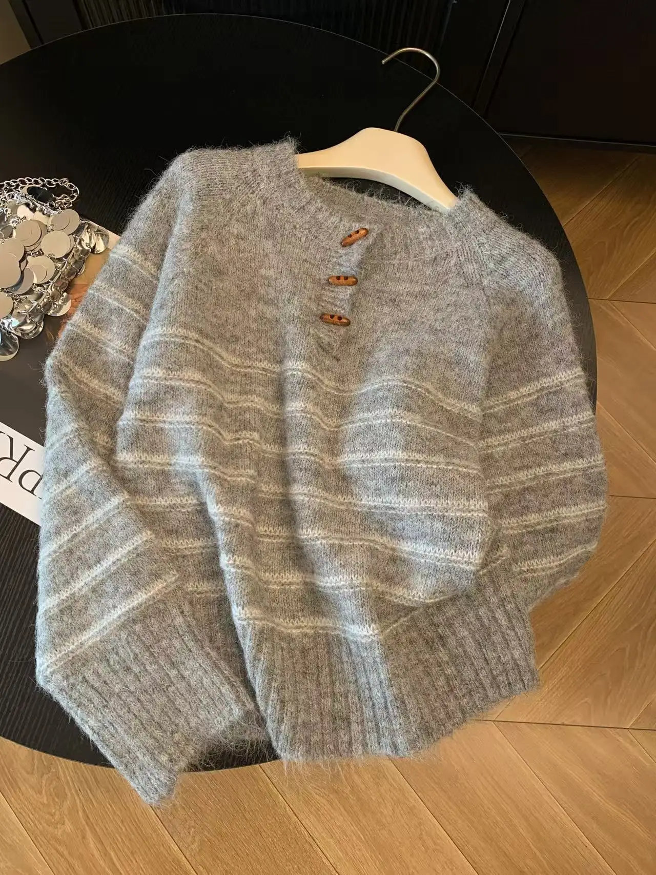 Autumn Winter Women's Striped  - Embroidery Shirt avaliação e preço