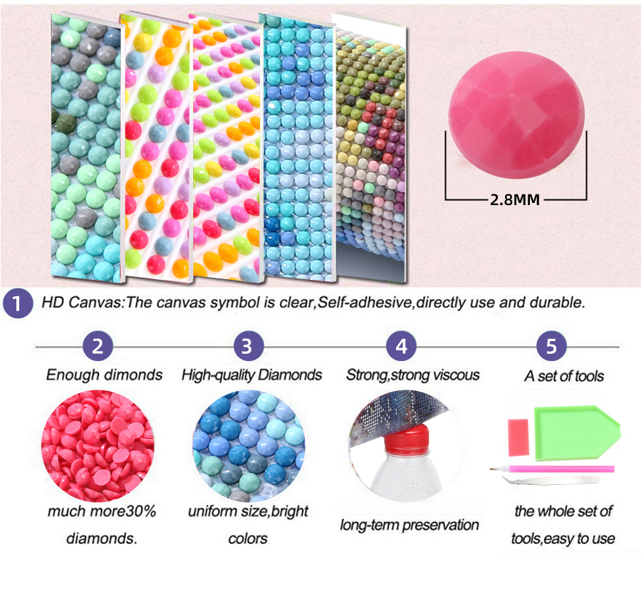5D Full Square Round Diamond M - Embroidery Running Stitch avaliação e preço