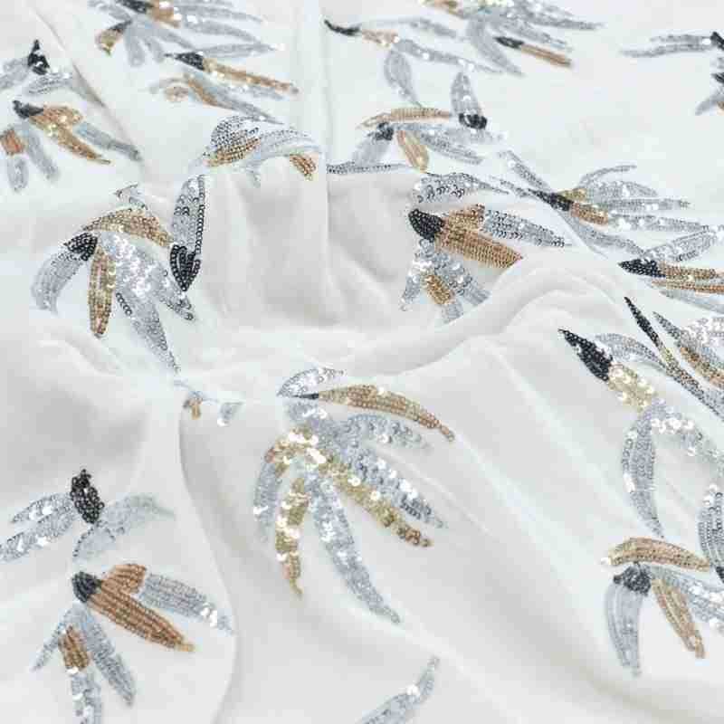 White three-dimensional flower - Velvet Fabric Embroidery avaliação e preço