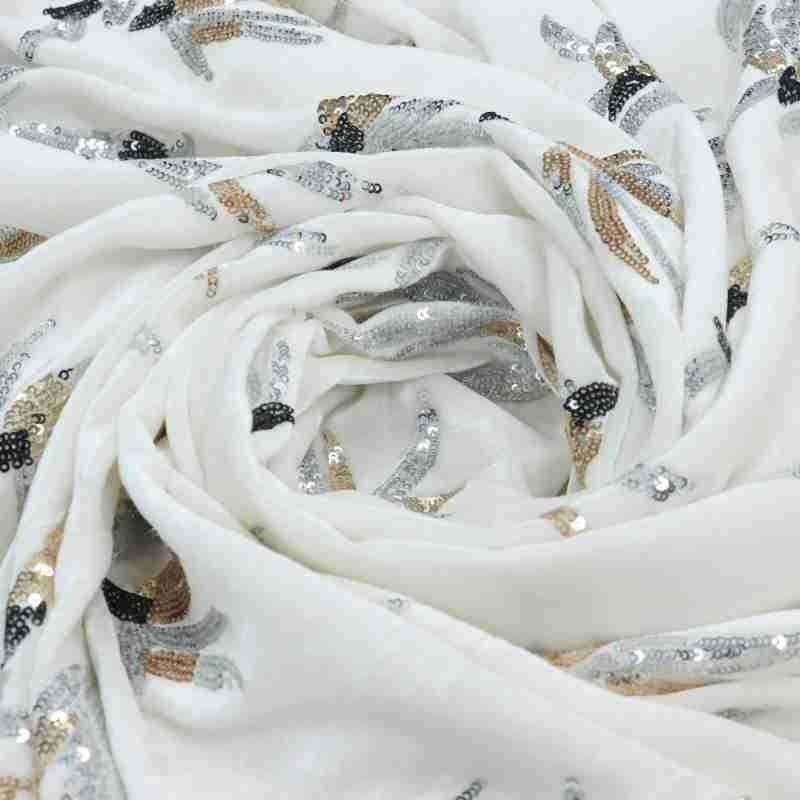 White three-dimensional flower - Velvet Fabric Embroidery avaliação e preço