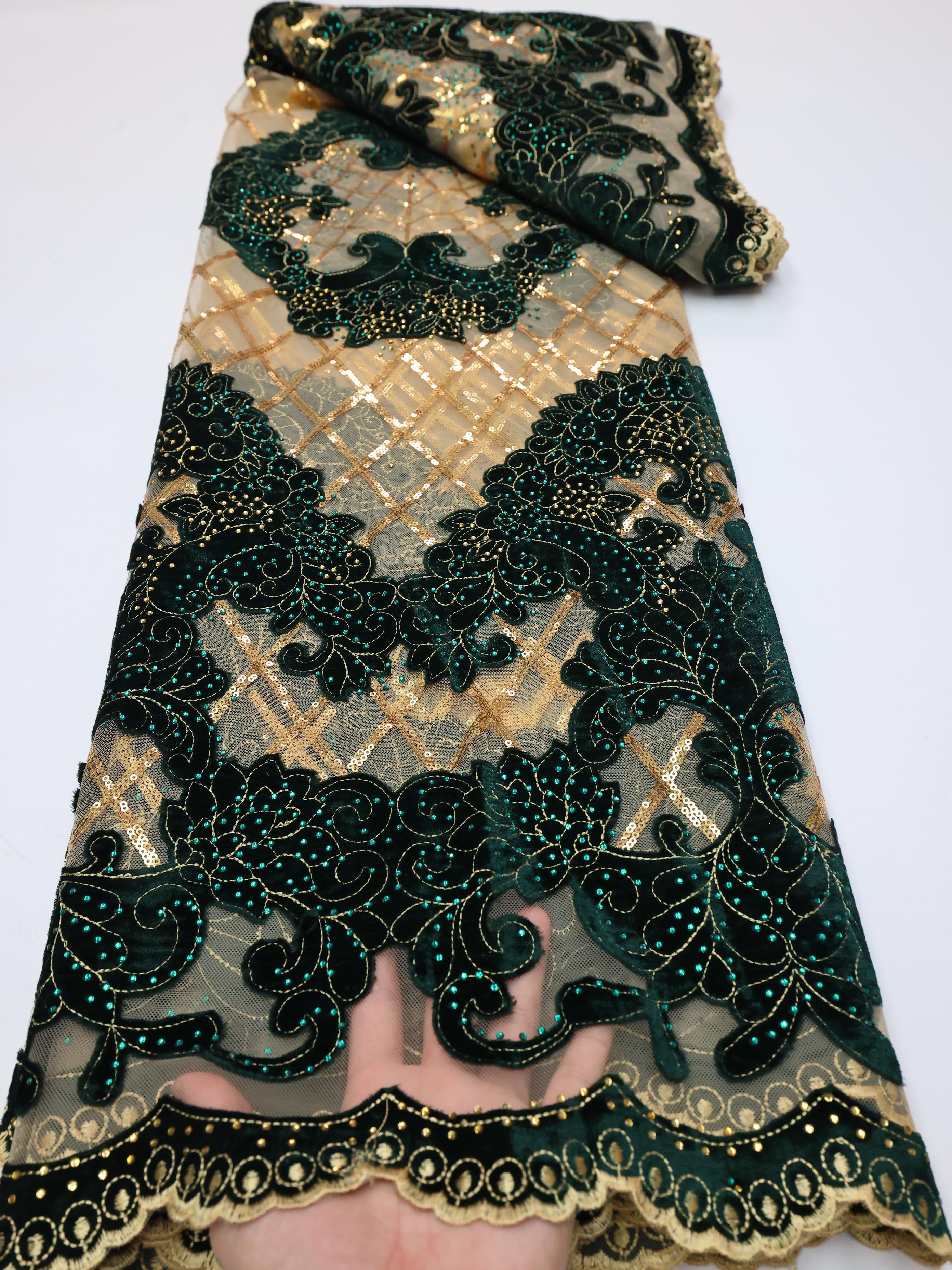 Wholesale Fashion African Velv - Velvet Fabric Embroidery avaliação e preço