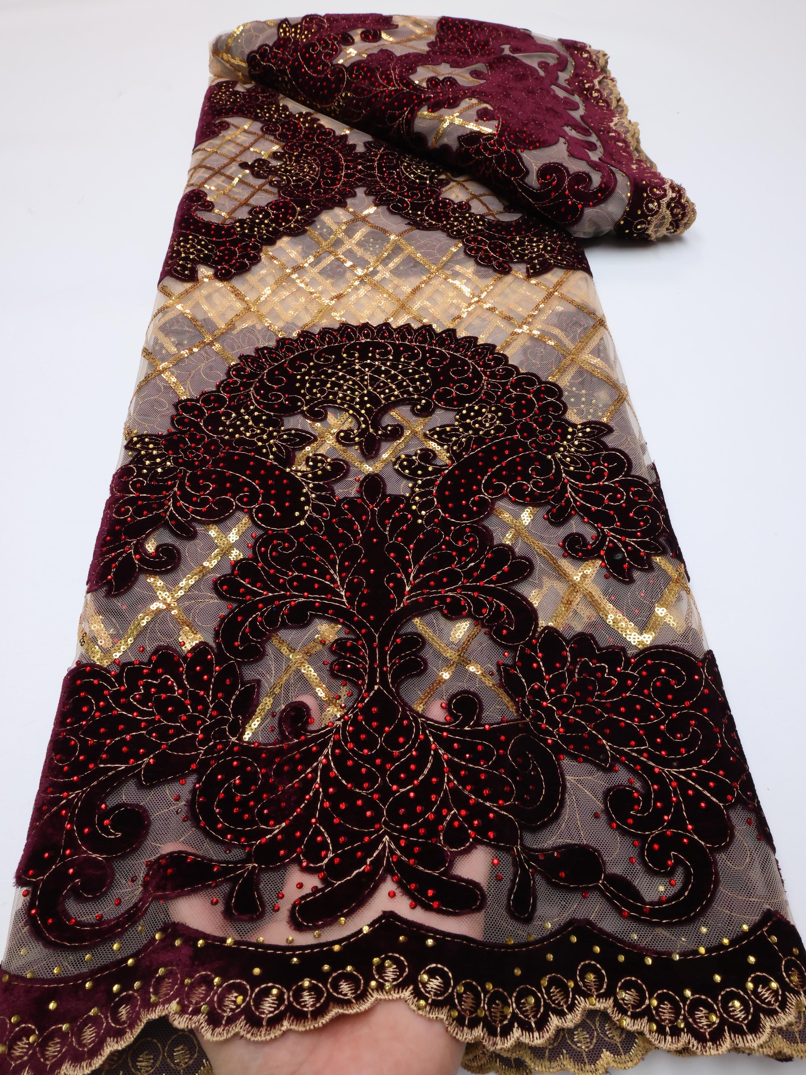 Wholesale Fashion African Velv - Velvet Fabric Embroidery avaliação e preço