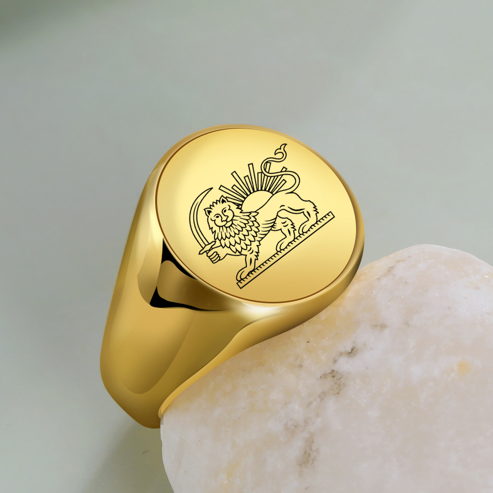 Iran Lion and Sun Finger Ring  - Embroidery Alphabet avaliação e preço
