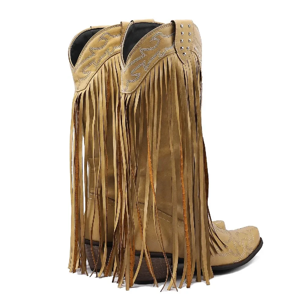 Fringe Rivet Western Women Mid - Embroidery Yellow avaliação e preço