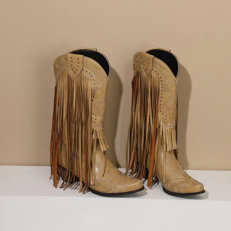 Fringe Rivet Western Women Mid - Embroidery Yellow avaliação e preço