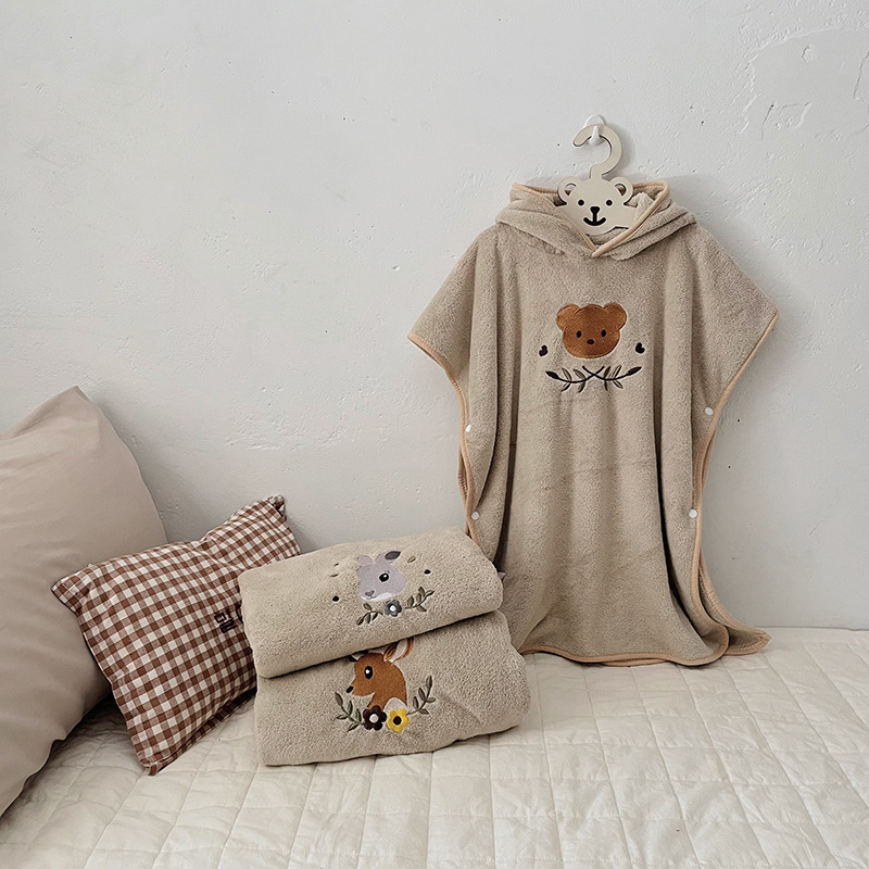 Children's Coral Fleece Cloaks - Embroidery Towel avaliação e preço