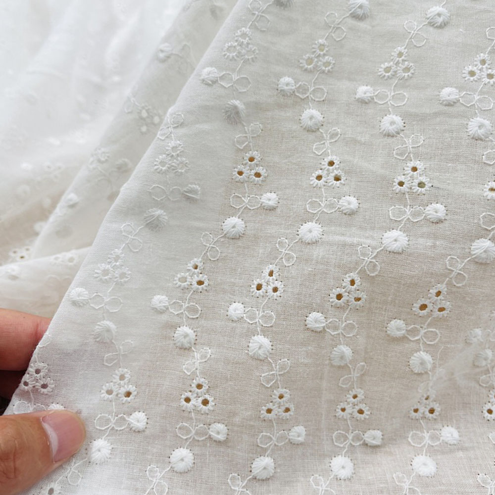 130cm Wide Soft Thin White Emb - Linen Fabric Natural avaliação e preço