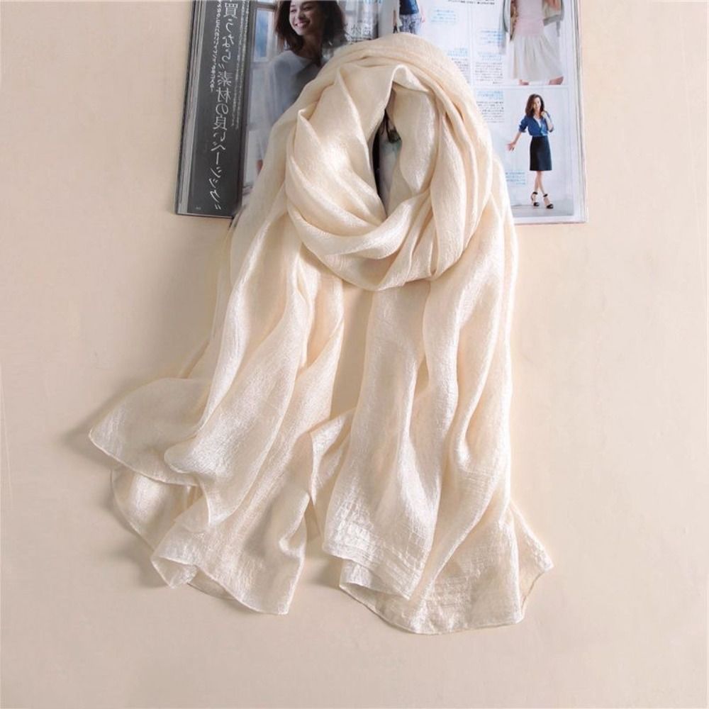 Linen Women Plain Scarf Fashio - Linen Fabric Natural avaliação e preço