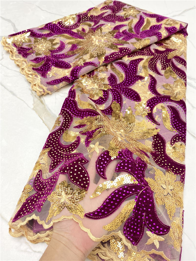 PGC Blue African Velvet Lace F - Velvet Fabric Embroidery avaliação e preço