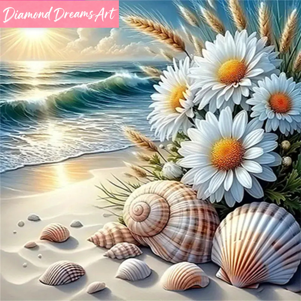 Diamond Painting Seaside Lands - Embroidery Daisy Flower avaliação e preço