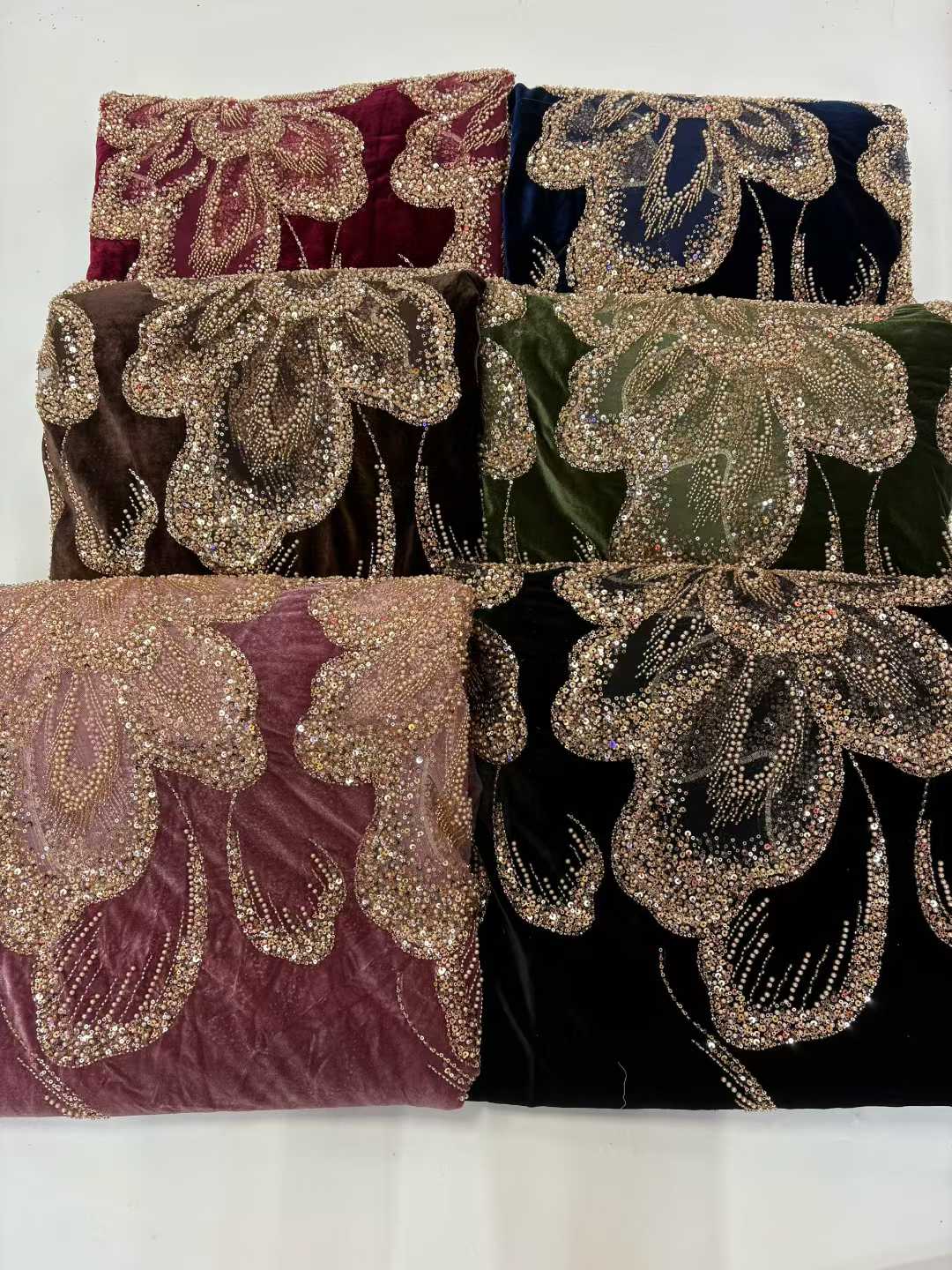 African Velvet Beaded Heavy La - Velvet Fabric Embroidery avaliação e preço