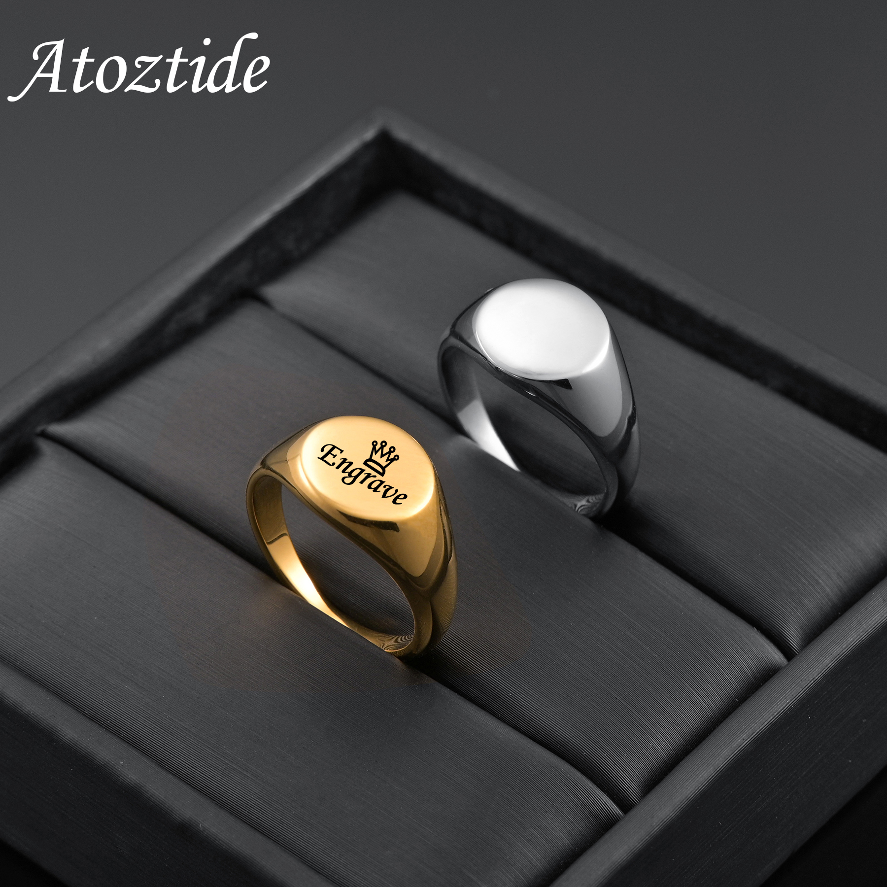 Atoztide Custom Engraved Ring  - Embroidery Alphabet avaliação e preço