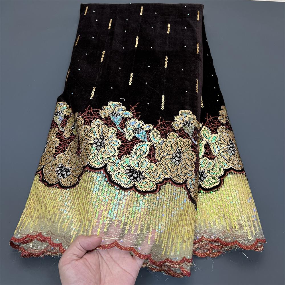 African Nigerian Tulle Lace Fa - Velvet Fabric Embroidery avaliação e preço