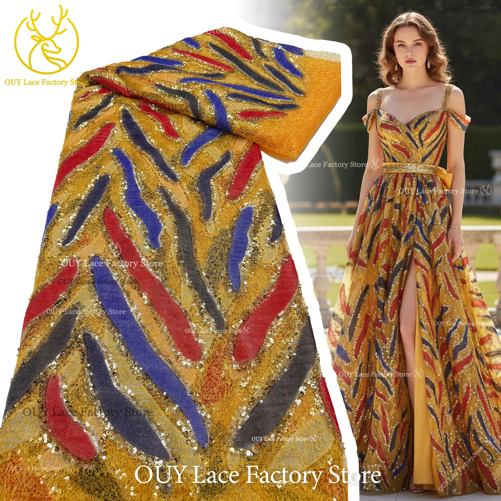 Golden Yellow French Tulle Emb - Embroidery Yellow avaliação e preço