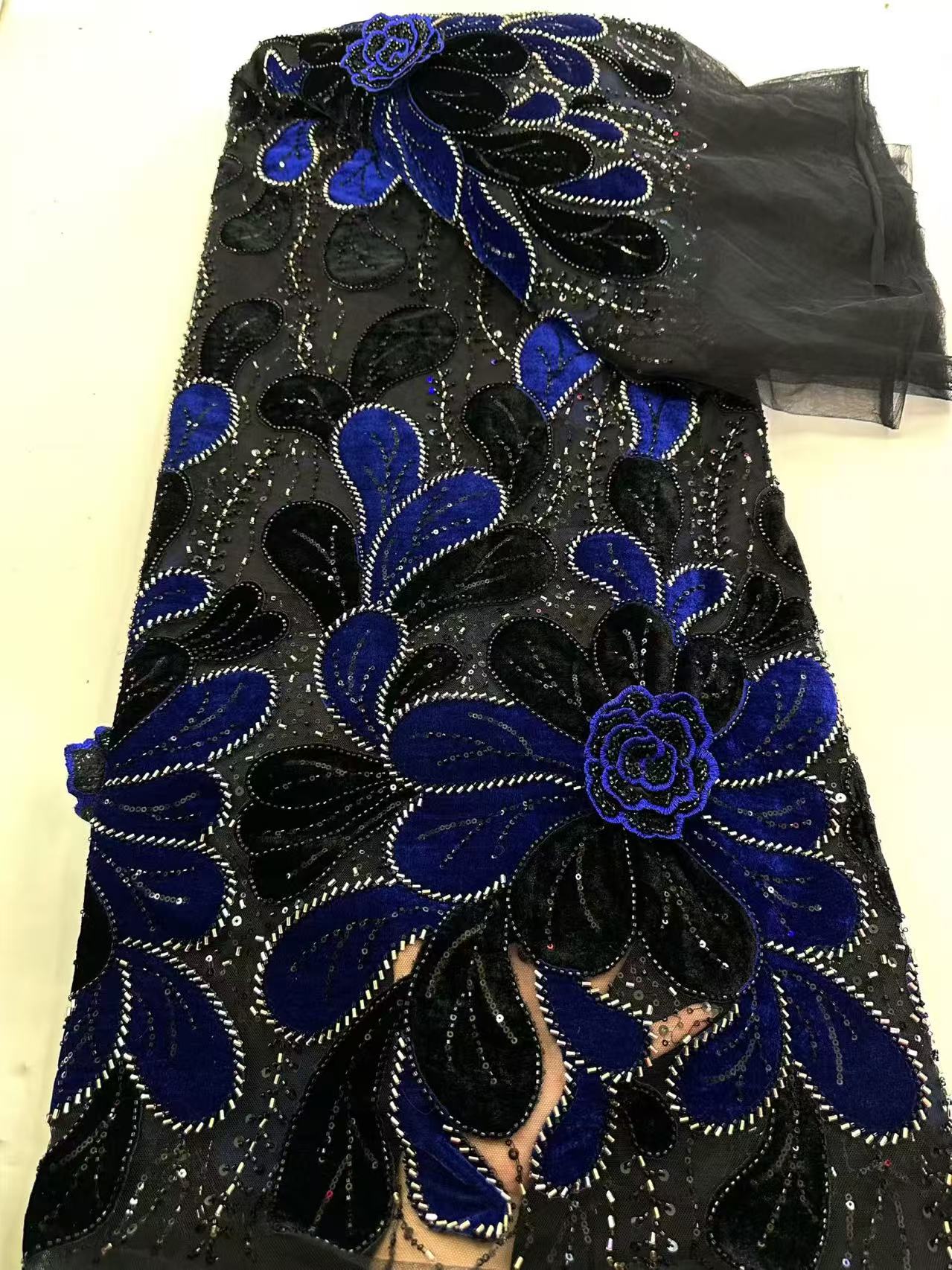 Latest African Velvet Lace Fab - Velvet Fabric Embroidery avaliação e preço