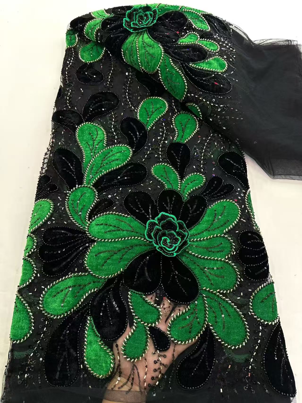 Latest African Velvet Lace Fab - Velvet Fabric Embroidery avaliação e preço