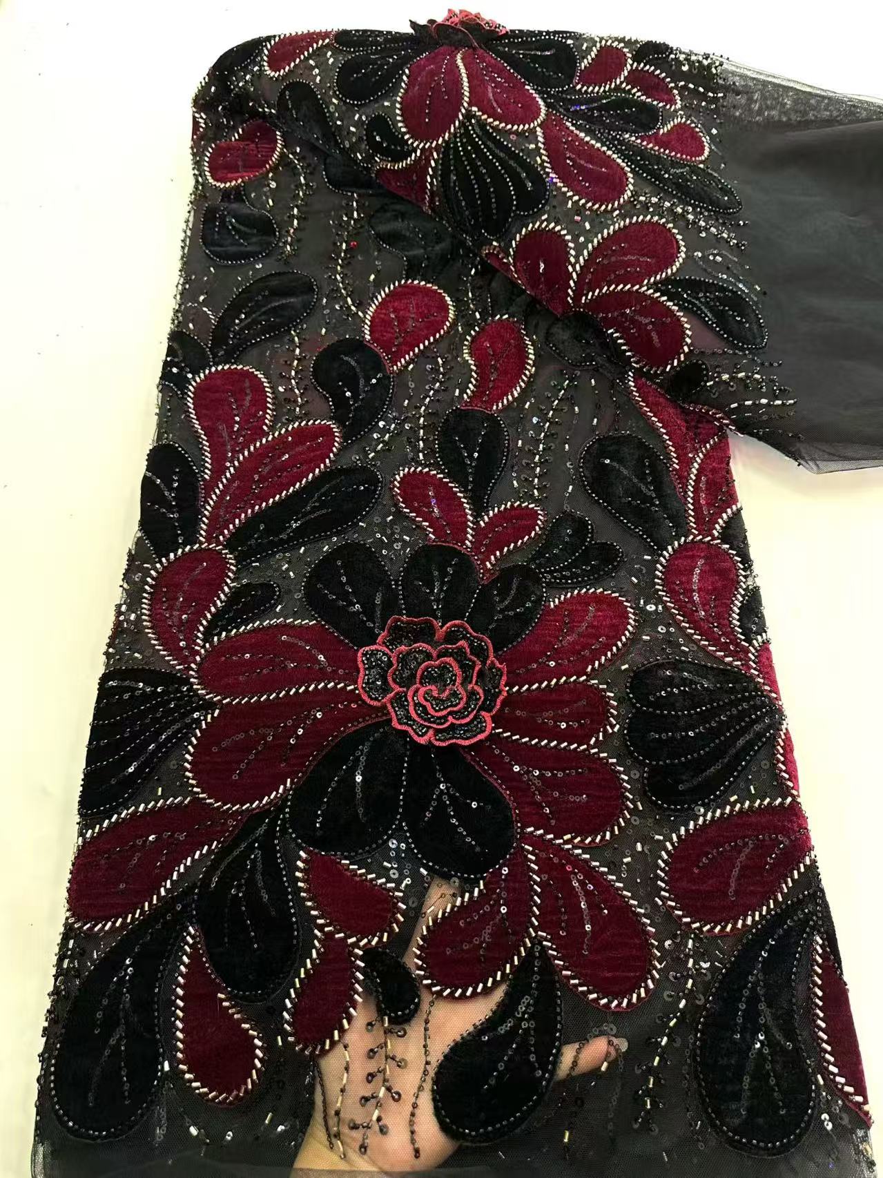 Latest African Velvet Lace Fab - Velvet Fabric Embroidery avaliação e preço