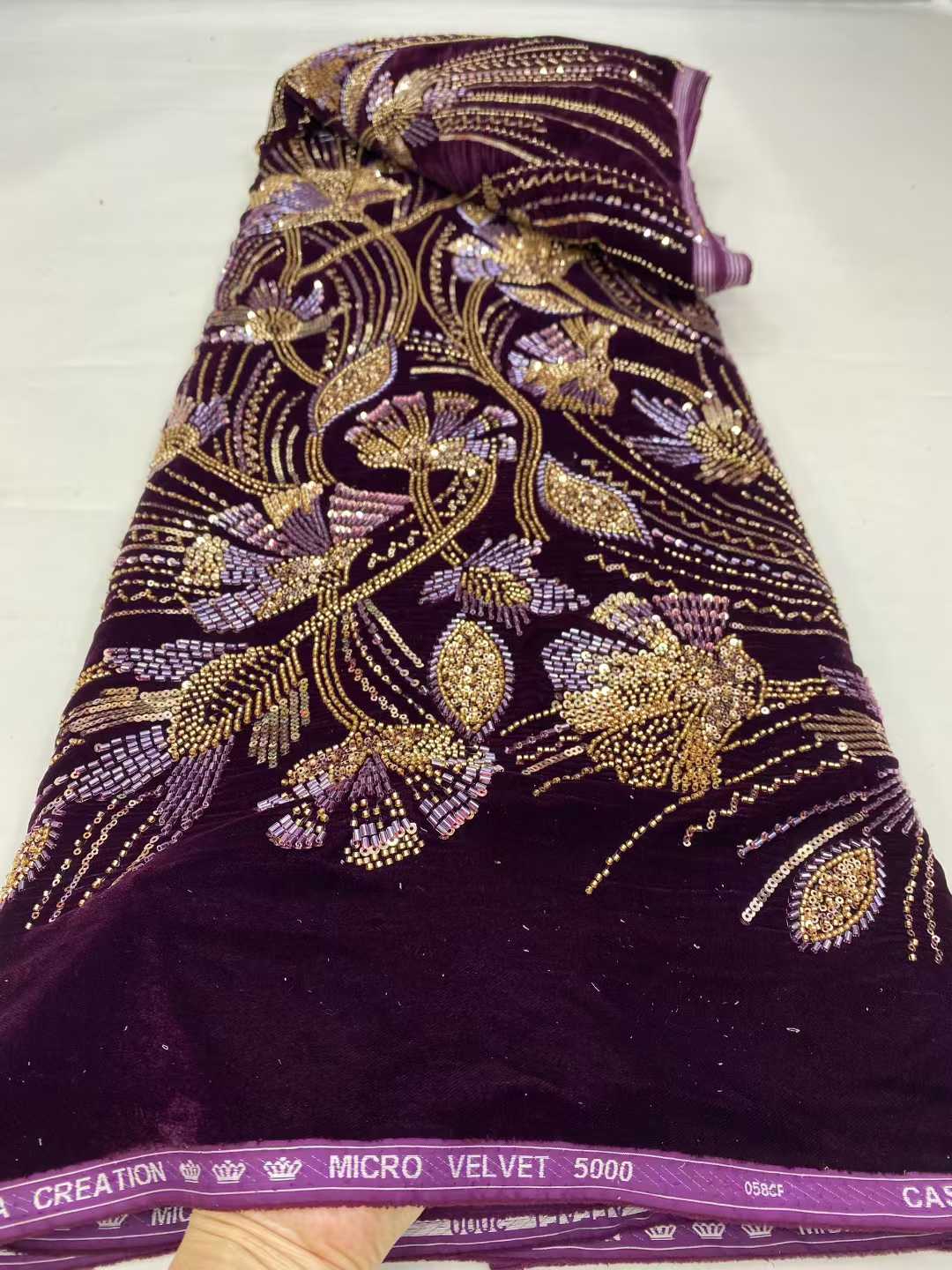 2026 New Arrival African velve - Velvet Fabric Embroidery avaliação e preço