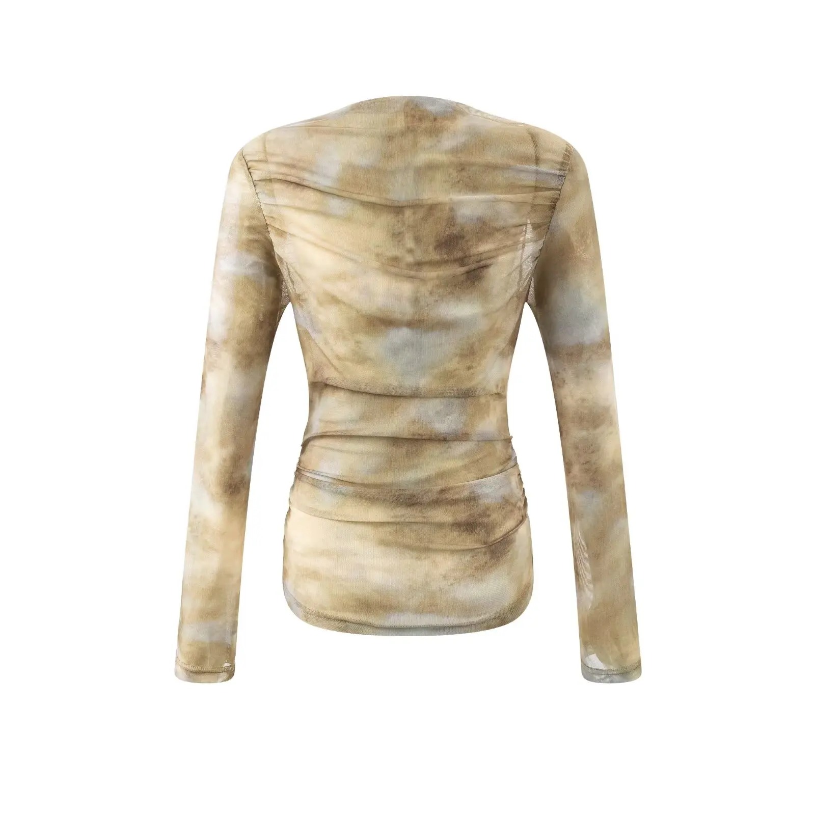 2025 Sexy Tie-Dye Print Ruched - Embroidery Shirt avaliação e preço