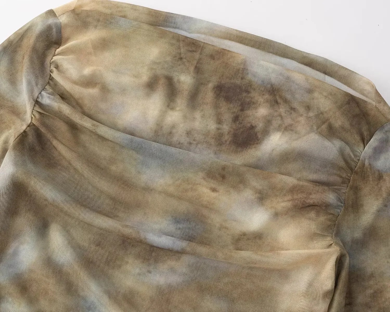 2025 Sexy Tie-Dye Print Ruched - Embroidery Shirt avaliação e preço