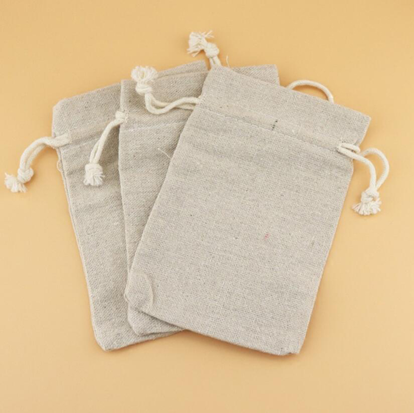 50PCS Linen Drawstring Bags Je - Linen Fabric Natural avaliação e preço