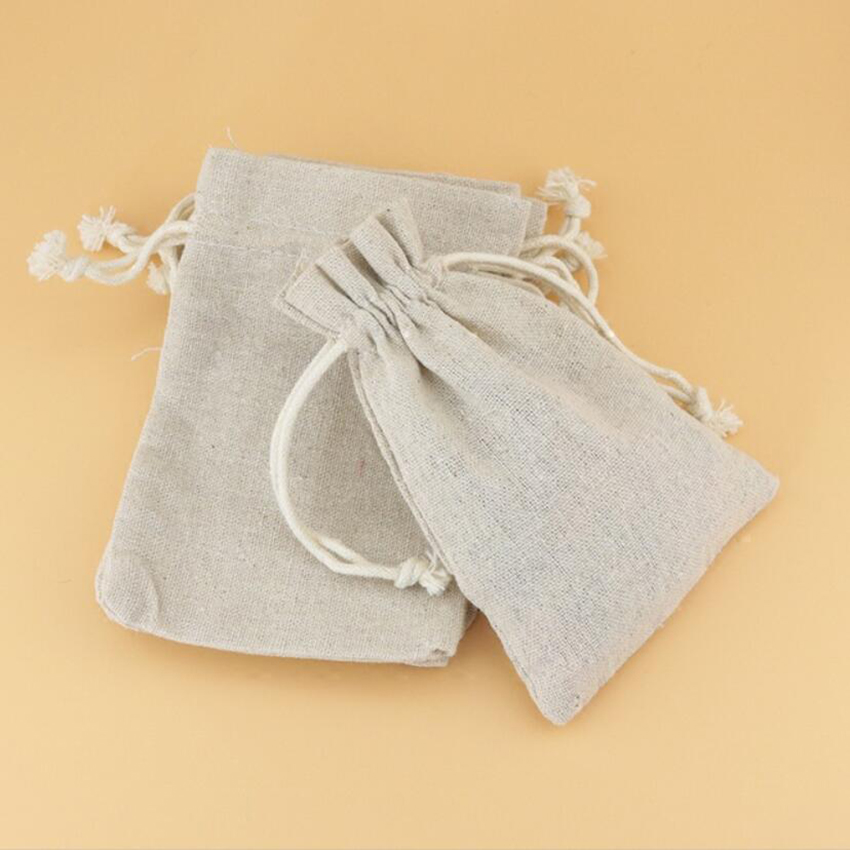 50PCS Linen Drawstring Bags Je - Linen Fabric Natural avaliação e preço
