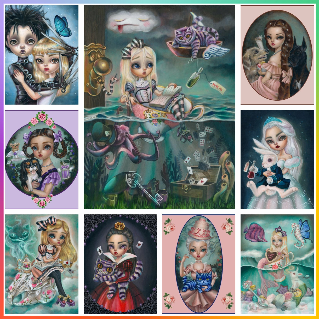 Alice in Garden Dark Gothic 5D - Embroidery Cross Stitch Patterns avaliação e preço