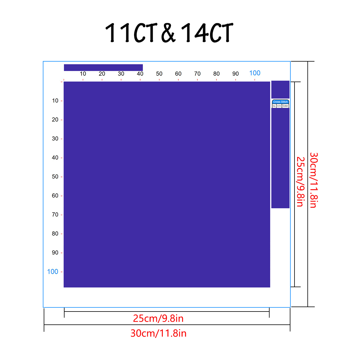 1PC 30X30CM/11.8in ,11CT/14CT  - Embroidery Running Stitch avaliação e preço