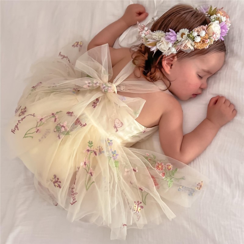 Newborn Baby Girl Princess Fai - Embroidery Daisy Flower avaliação e preço