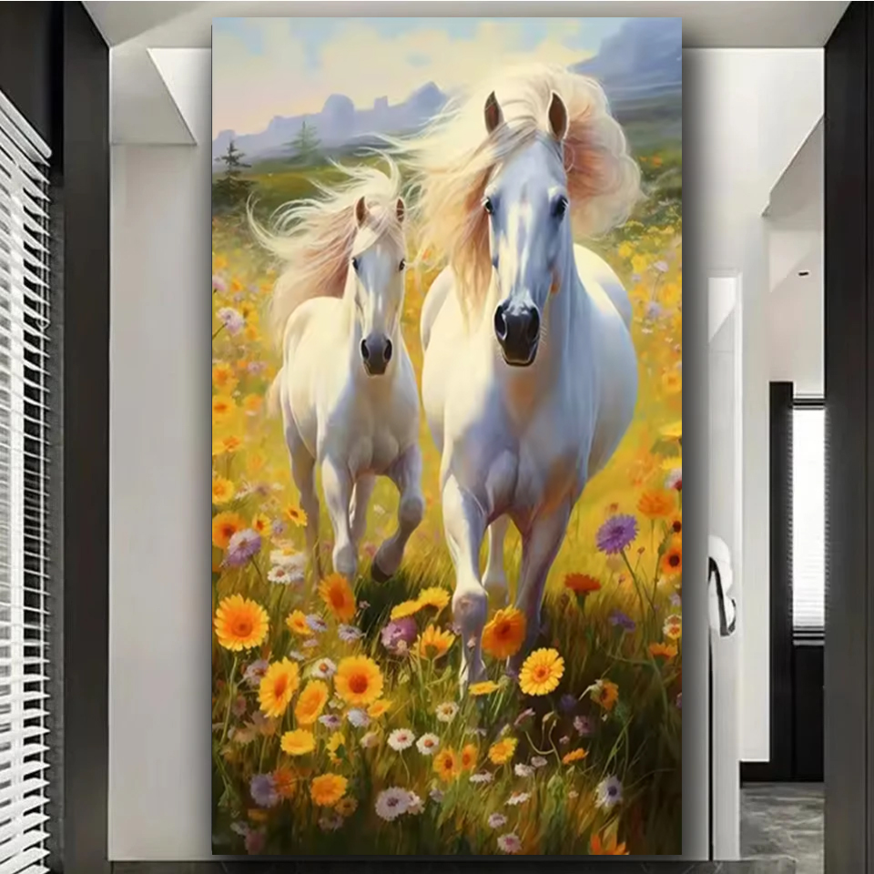 Grassland Running Horses DIY L - Embroidery Running Stitch avaliação e preço