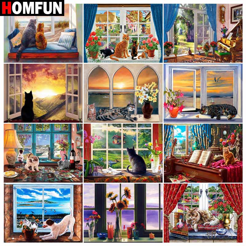 HOMFUN Full Diamond Embroidery - Embroidery Cross Stitch Patterns avaliação e preço
